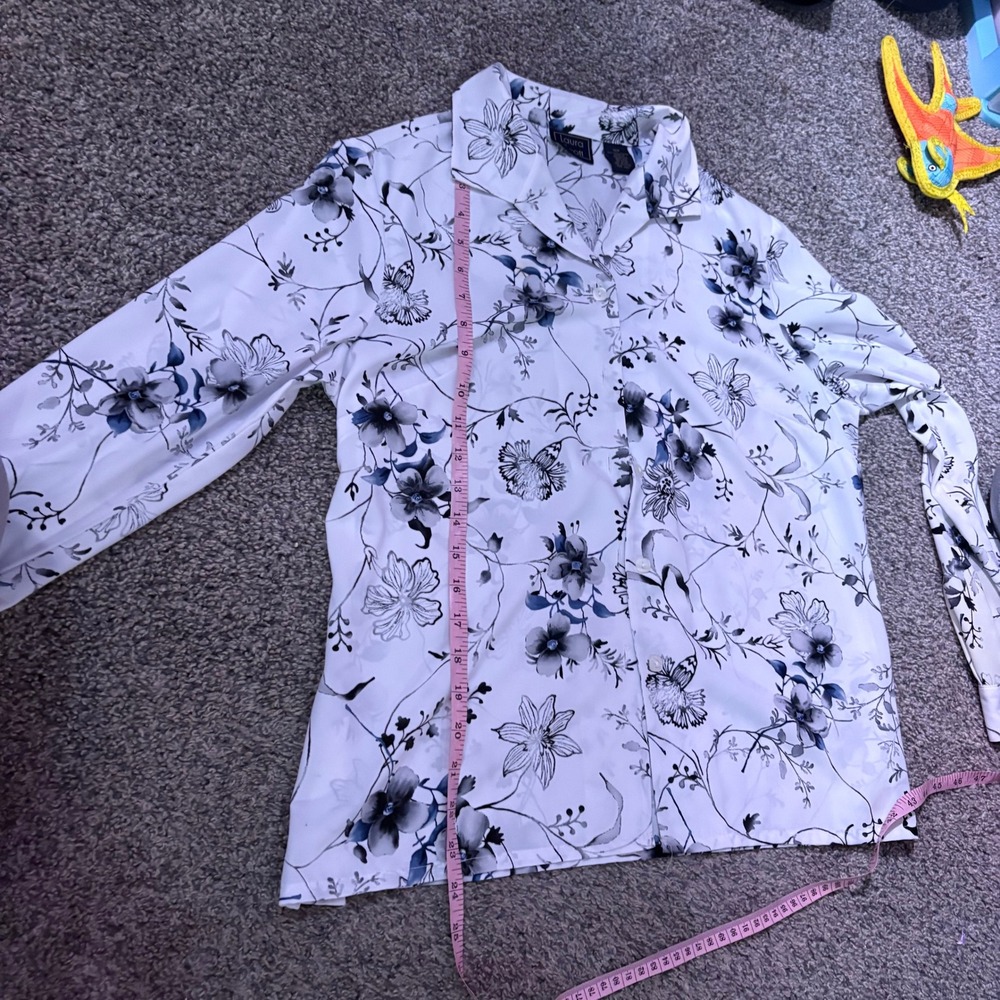Floral Blouse Women's Top Long Sleeve Button Down Collared Shirt - Picture 6 of 8